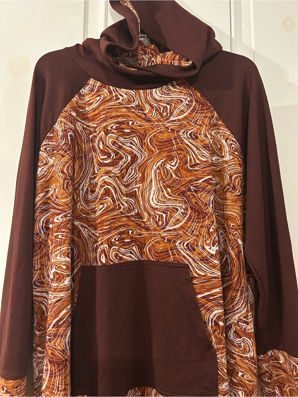 LuLaRoe Brown and Cream Swirl Hoodie